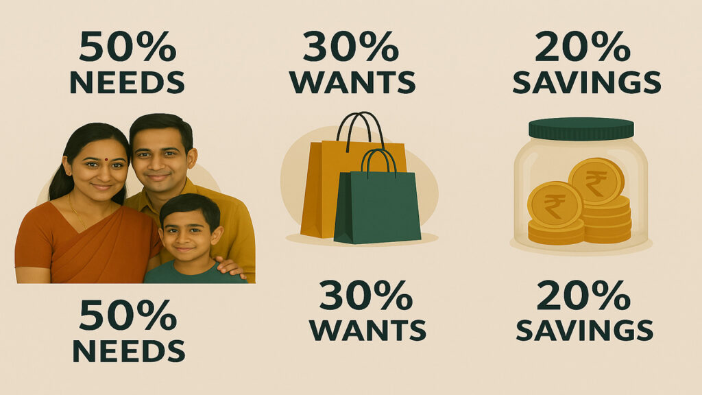 Try the 50/30/20 Rule (Modified for India)
